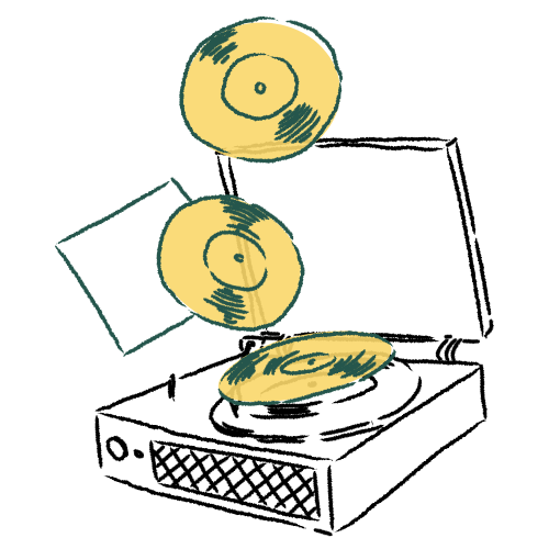 Desenho de um aparelho para tocar disco de vinil